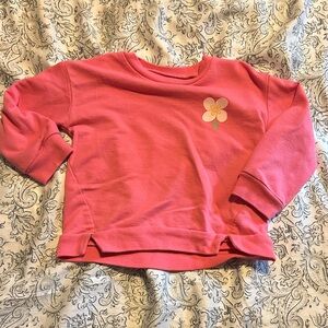 Okie Dokie Pink Sweatshirt with Floral Accent